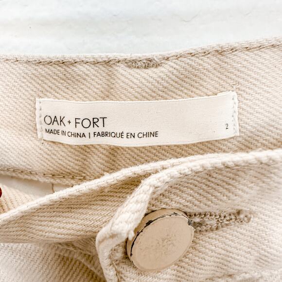 Oak + Fort High Waist Wide Leg Denim Cropped Jeans in‎ Cream Womens Size 2 - Picture 6 of 10